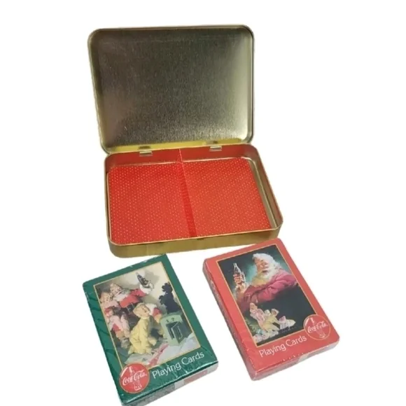 Coca-Cola Christmas Santa Nostalgic Playing Cards W/Tin 1996 Limited Edition New - Picture 10 of 10